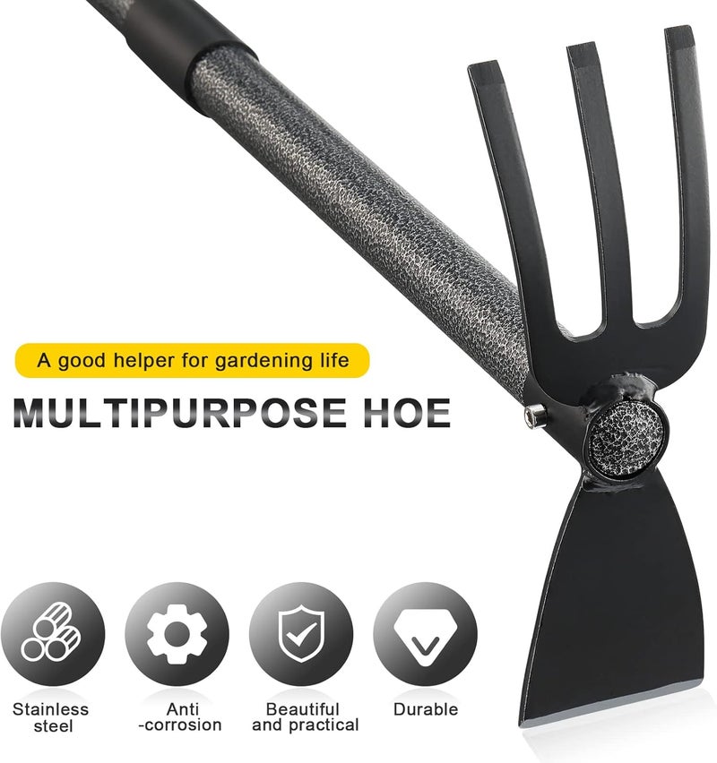 JAOTREL Hoe Garden Tool, 45 Inch Garden Hoe Long Handle for Weeding, Hoe Cultivator 2 in 1 Hand Garden Tools for Gardening Tools Planting - Image 3